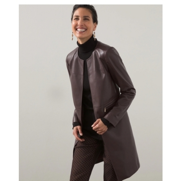 Chico's Jackets & Blazers - Chicos's Edge To Edge Faux Leather Topper